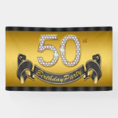 Gold 50e verjaardag spandoek (Horizontaal)