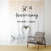 Gold 50e verjaardag witte zwanen uit liefde wandkleed (In situ)