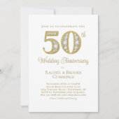 Gold 50th Anniversary Party Invitation Feestdagenkaart (Voorkant)