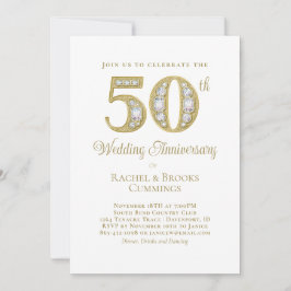 Gold 50th Anniversary Party Invitation Feestdagenkaart