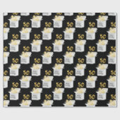 Gold 50th Birthday-ballonnen in doos Cadeaupapier (Vlak)