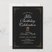 Gold 50th Birthday Celebration Party Invitation Kaart (Voorkant)
