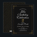 Gold 50th Birthday Celebration Party Invitation Kaart<br><div class="desc">Elegant Gold 50th Gold 50th Birthday Celebration Party Invitation Design Sjabloon</div>