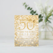 Gold 50th Birthday Glam Licht sparen de datum Save The Date (Staand voorkant)
