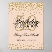 Gold 50th Birthday Glitter Confetti Blush Pink Poster (Voorkant)