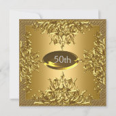 Gold 50th Birthday Jubileum Party Invitation Kaart (Voorkant)