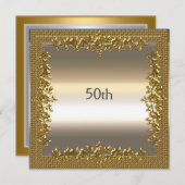 Gold 50th Birthday Jubileum Party Invitation Kaart (Voorkant / Achterkant)