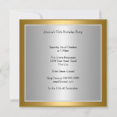Gold 50th Birthday Jubileum Party Invitation Kaart (Achterkant)