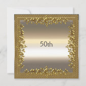 Gold 50th Birthday Jubileum Party Invitation Kaart (Voorkant)