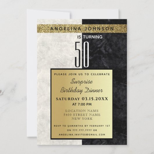 Gold 50th Birthday Kaart (Voorkant)