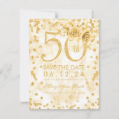 Gold 50th Birthday Modern Marble Save the Date (Voorkant)