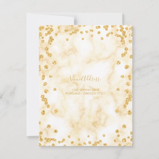 Gold 50th Birthday Modern Marble Save the Date (Achterkant)