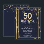 Gold 50th Birthday Party Budget Invitation<br><div class="desc">Elegant Faux gouden grens met de schijnwerpers aan de bovengrens. Alle tekst kan worden aangepast en kan eenvoudig worden gewijzigd voor uw eigen wensen. Geweldig elegante sjabloon voor 80ste verjaardag.</div>