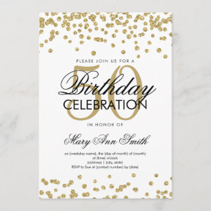 Gold 50th Birthday Party Elegant Glitter Confetti Kaart
