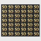 Gold 50th Birthday Pattern Cadeaupapier (Vlak)