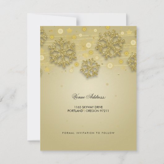 Gold 50th Birthday Save Date Winter Save The Date (Achterkant)