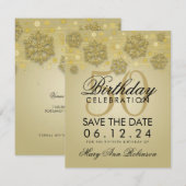 Gold 50th Birthday Save Date Winter Save The Date (Voorkant / Achterkant)