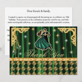 Gold 50th Birthday Thank You with Dancers  Bedankkaart (Voorkant / Achterkant)