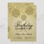 Gold 50th Birthday Winter Glitter Glam Kaart (Voorkant / Achterkant)