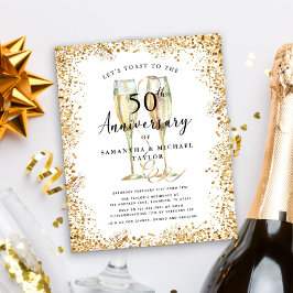 Gold 50th Budget Wedding Jubileum Invitation