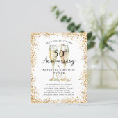 Gold 50th Budget Wedding Jubileum Invitation (Staand voorkant)