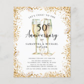 Gold 50th Budget Wedding Jubileum Invitation (Voorkant)