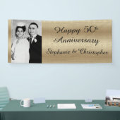 Gold 50th Golden Jubileum Party Elegant foto Spandoek (Beurs)