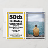 Gold 50th Photo Birthday Invitation Kaart (Voorkant)