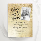 Gold 50th Surprise Bruiloft Jubileum Foto Kaart