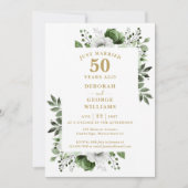 Gold 50th Wedding Anniversary Monogram Floral Kaart (Voorkant)