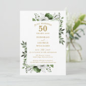Gold 50th Wedding Anniversary Monogram Floral Kaart (Staand voorkant)
