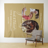 Gold 50th Wedding Jubileum 2 Foto Achtergrond Wandkleed (In Situ (horizontaal))