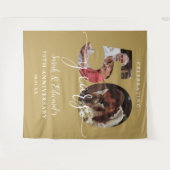 Gold 50th Wedding Jubileum 2 Foto Achtergrond Wandkleed (Voorkant (horizontaal))