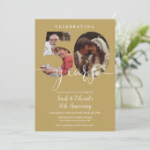 Gold 50th Wedding Jubileum 2 Foto Kaart (Staand voorkant)