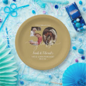 Gold 50th Wedding Jubileum 2 Foto Papieren Bordje (Feest)