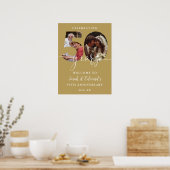 Gold 50th Wedding Jubileum 2 Foto Welkom Teken Poster (Keuken)