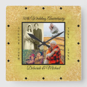 Gold 50th Wedding Jubileum - Aangepaste foto Vierkante Klok (Voorkant)