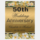 Gold 50th Wedding Jubileum Fleece Deken (Voorkant)