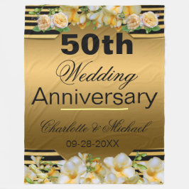 Gold 50th Wedding Jubileum Fleece Deken
