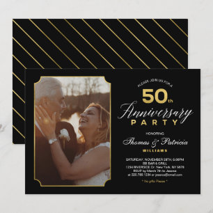 Gold 50th Wedding Jubileum Foto Uitnodiging