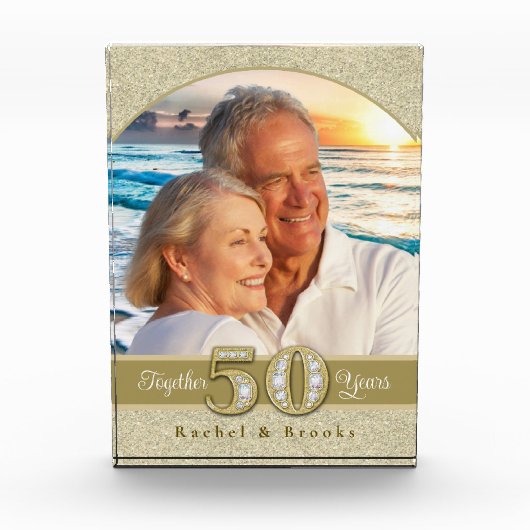 Gold 50th Wedding Jubileum Fotoblokken (Voorkant)