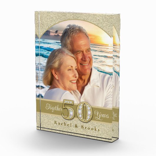 Gold 50th Wedding Jubileum Fotoblokken (Rechts)