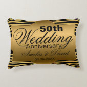 Gold 50th Wedding Jubileum Gift Accent Kussen (Voorkant)