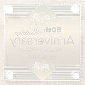 Gold 50th Wedding Jubileum Glass Onderzetter Glazen Onderzetter (Achterkant)