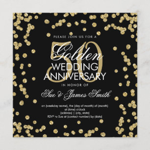 Gold 50th Wedding Jubileum Glitter Confetti Kaart