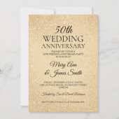 Gold 50th Wedding Jubileum Glitter Paint Kijk Kaart (Voorkant)