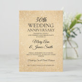 Gold 50th Wedding Jubileum Glitter Paint Kijk Kaart (Staand voorkant)