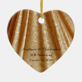 Gold 50th Wedding Jubileum Heart Shaped, Name  Keramisch Ornament