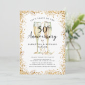 Gold 50th Wedding Jubileum Kaart (Staand voorkant)