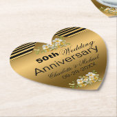 Gold 50th Wedding Jubileum Kartonnen Onderzetters (Gekanteld)